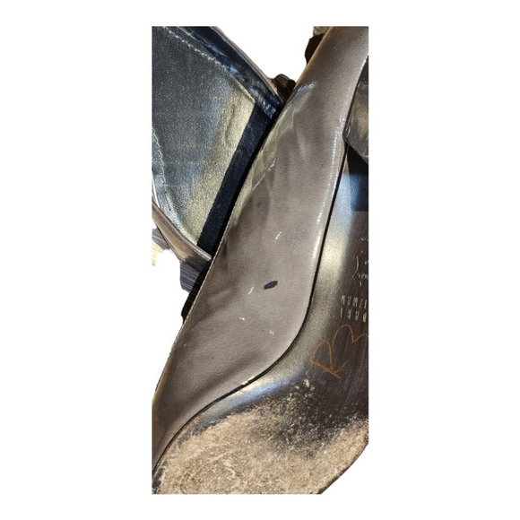 Stuart Weitzman Ladies Gray Patent Leather Block Heels Pumps Size 9 1/2 - Picture 5 of 10